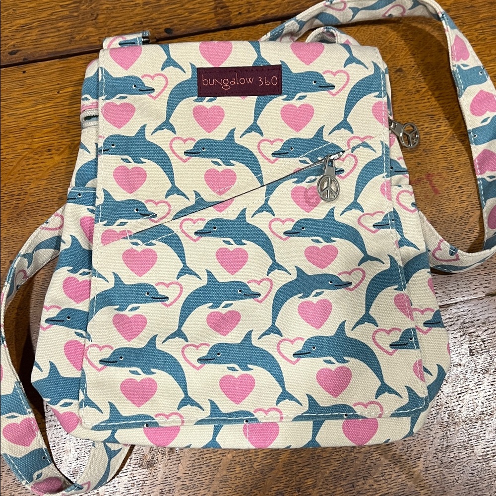 Bungalow 360 Blue Dolphin and Pink Heart Bag